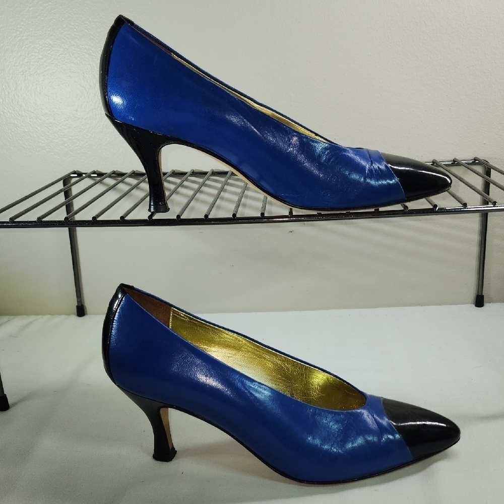 Elegant Blue and Black Women's Heel - Picture 7 of 9